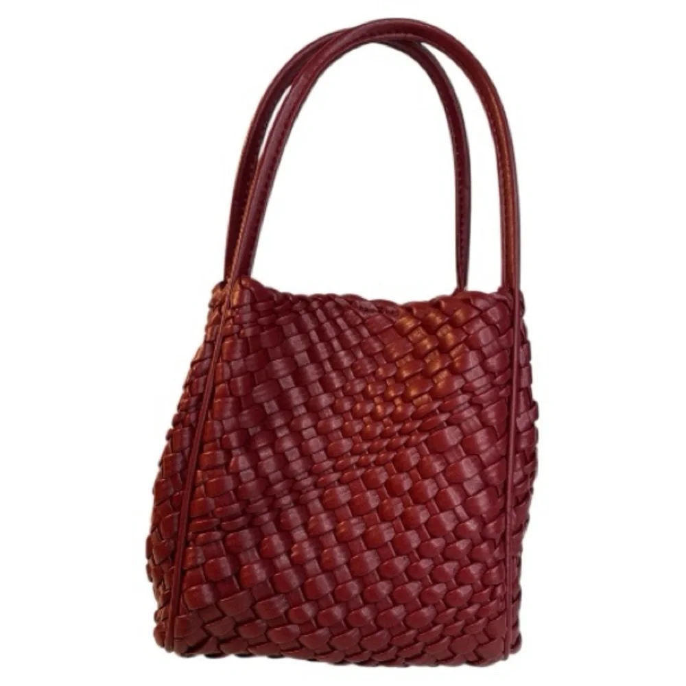 Anthropologie Hollace Woven Mini Tote Mauve Red NWOT - Picture 14 of 16